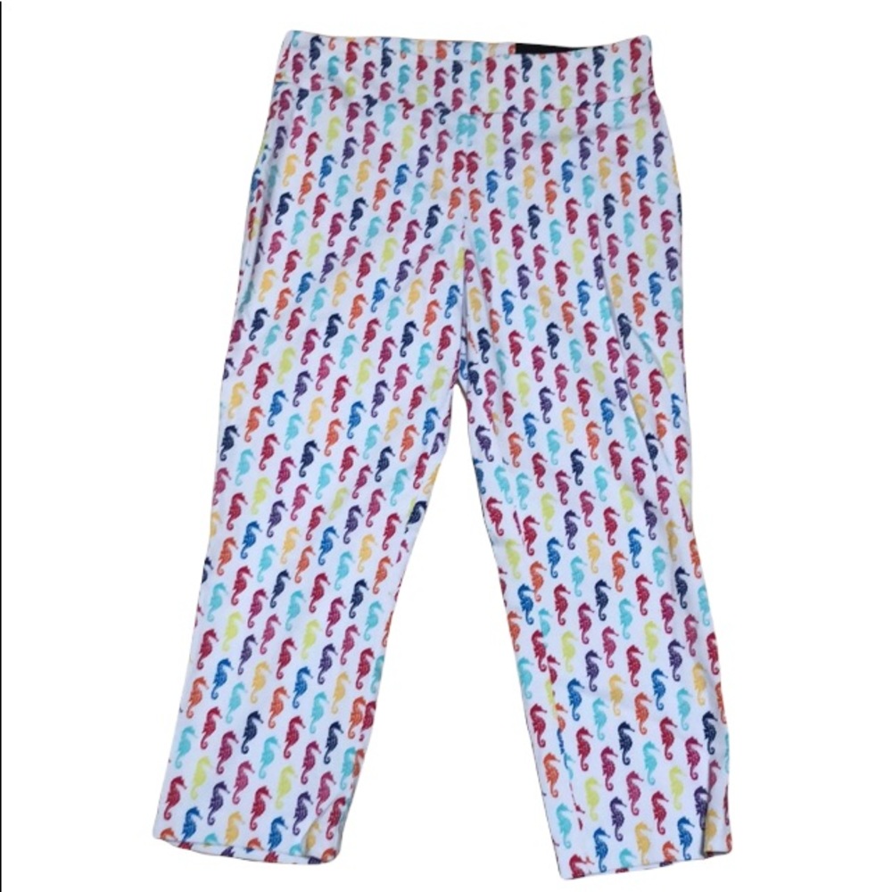 Attyre Caroline Multicolored Seahorse Crop Capri Pant‎ NWT 10P